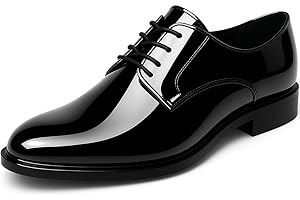 Mens Tuxedo Dress Shoes Faux Patent Leather Oxfords Shoe Formal Classic Business Wedding Prom Suit Black