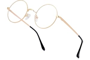 EYLRIM Round Blue Light Blocking Glasses for Women Men Circle Clear Lens Metal Frame Eyeglasses Non Prescription