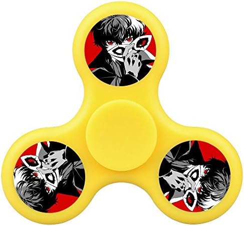 New Style Cool Tri-Hands Fidget Spinner Toy, Stress Reducer Relieve Anxiety, Controlling Force, Fashion Design and Images(Persona 5 - Yellow)