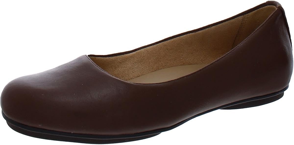 Naturalizer Womens Maxwell Round Toe Comfortable Classic Slip On Ballet Flats ,Cocoa Brown Leather,5.5 Medium