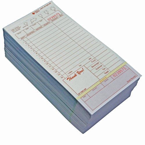 (2000) 3 Part Tan Guest Check, Restaurant 8 of 250, T4997SP (4.2W X 8.5L Bond/Bond/Board CASE)