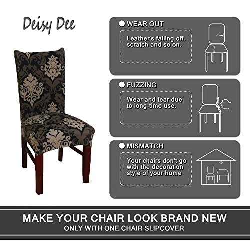 Deisy Dee Stretch Chair Cover Removable Washable for Hotel Dining Room Ceremony Chair Slipcovers Pack of 6 (GG) - Thumbnail 2