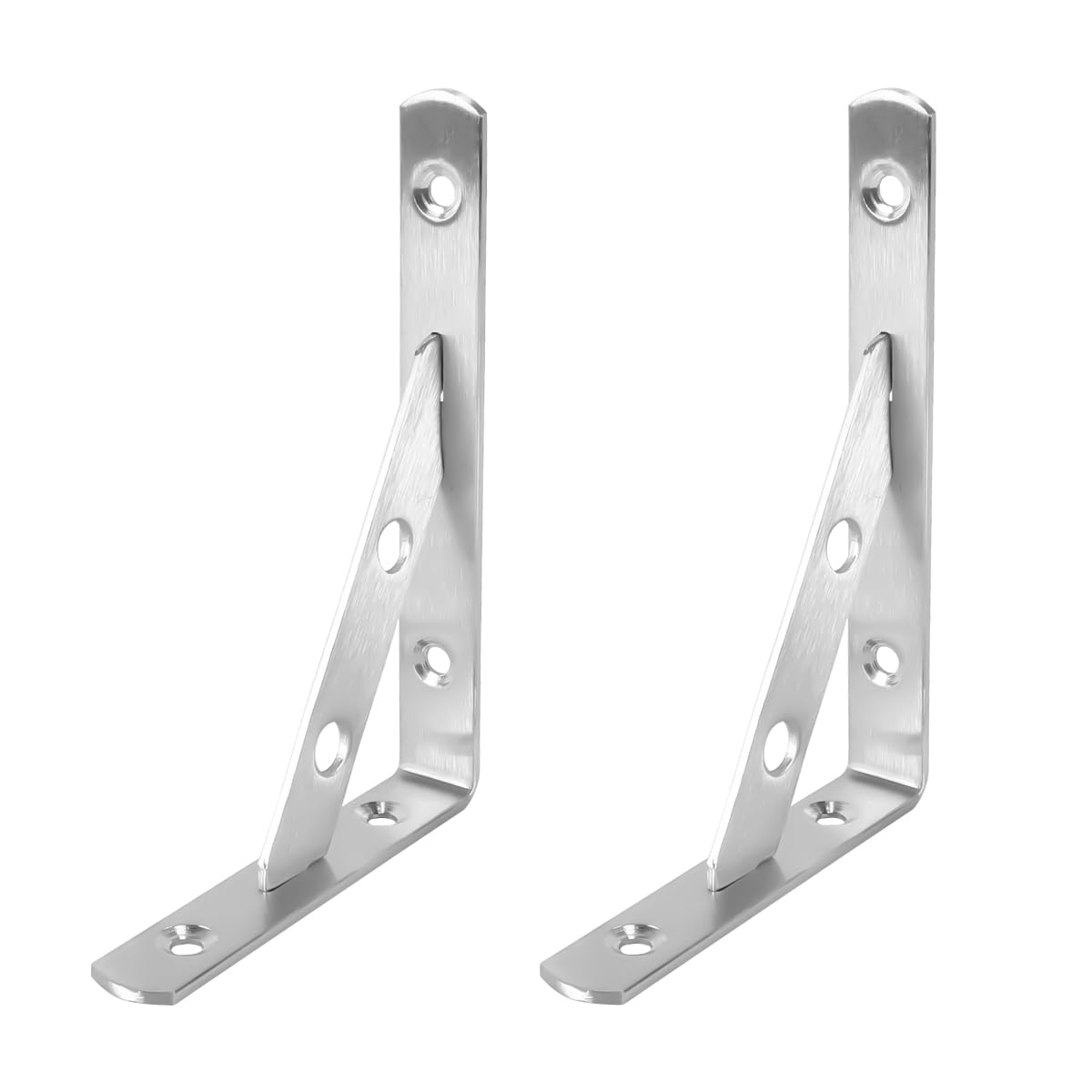 NUZAMAS Stainless Steel Shelf Brackets, Corner Brace Shelf Support, Wall Mounted Size 150mm*100mm, Racking Storage Garage Support Holder, 4 Pcs