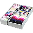 SimpleHouseware Closet Underwear Organizer Drawer Divider 4 Set, Gray