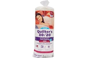 Fairfield Quilter’s 80/20 Quilt Batting, Premium Cotton and Polyester Batting for Quilting, Ideal for Clothing, Crafts, Wall Hangings, and Quilts, Quilting Supplies, 90" x 108"