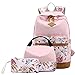 BLUBOON Backpack for School Girls Teens Kids Bookbags Set Women Laptop Bag Lunch Bag Clutch Purse (Pink - Floral 01)