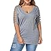 GONKOMA Women Plus Size Short Sleeve T-Shirt Casual V-Neck Blouse Tops Loose Tunic Shirt Tees