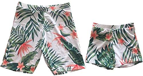 Family Matching Swimsuit Leaf Print Swim Shorts Father Son Monokini Beach Swimwear Bathing Suit
