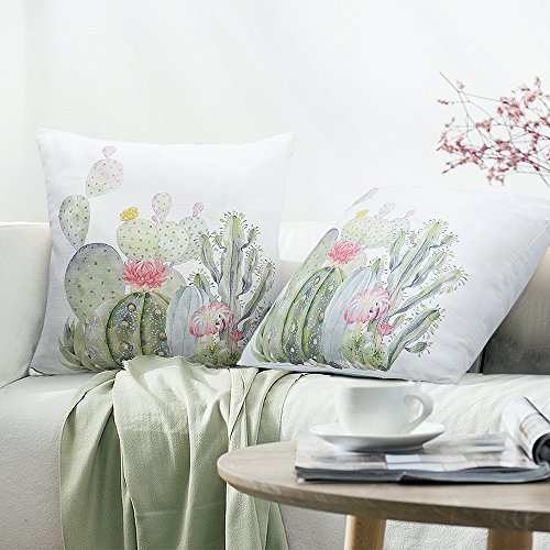 YINFUNG Decorative Throw Pillows Cases for Couch, Modern Style Cotton Square Cushion Cover 18" x 18" 45cm x 45cm, Shape- Cactus