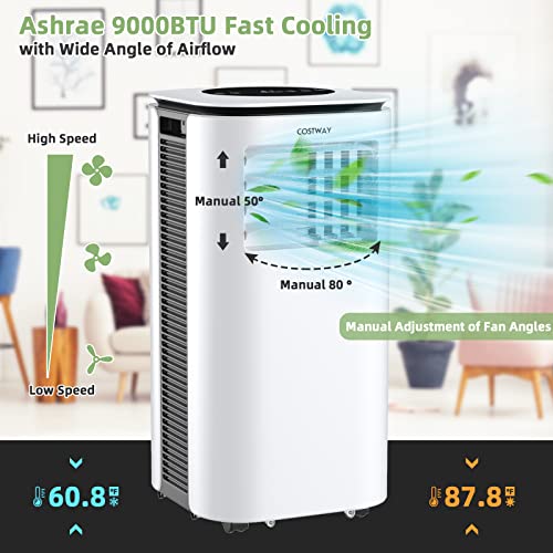 COSTWAY Portable Air Conditioner, 9000BTU 4in1 Multifunction Air
