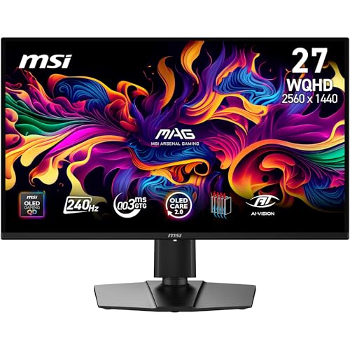 MSI MAG 274QPA QD-OLED X24 27-Zoll-WQHD-Gaming-Monitor, 2560 x 1440 Quantum Dot OLED-Panel, 240 Hz, 0,03 ms, G-SYNC-kompatibel, AMD FreeSync Premium,