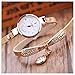 Inkach Women Leather Rhinestone Analog Quartz Wrist Watches Gift (Beige)
