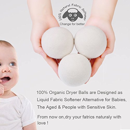 image for Budieggs Wool Dryer Balls Organic XL 6-Pack, 100% New Zealand Chemical