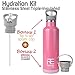 Rehydrate Pro 25oz Insulated Water Bottle with Straw, Bonus Lids and Leak Proof Flask to Keep Liquids Hot or Cold- Triple Wall Vacuum Water Bottle Insulated, Perfect for Gifts