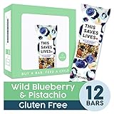 Gluten Free Healthy Granola Snack Bar, Wild Blueberry Pistachio, 12 Bars, 1.4 oz; Breakfast Bars by This Saves Lives