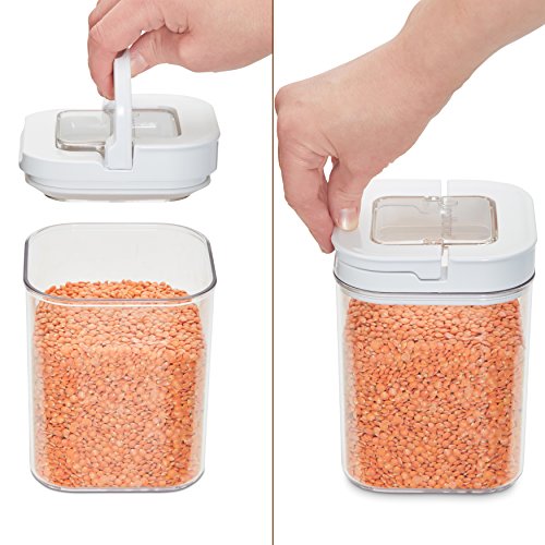DuraHome FLiPLOCK Airtight Food Storage Containers 6 Piece Set - BPA Free Durable Clear Acrylic Container with Innovative Air Tight Handle Lid for Dry Goods Pantry Organization (Square)