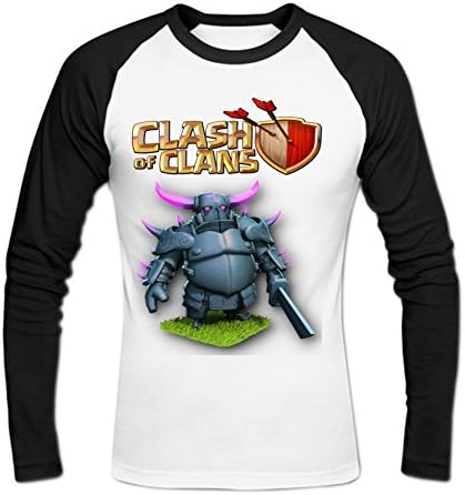 Men's Long-Sleeve Clash Of Supercell Baseball Tee Shirts By Sadytui L White