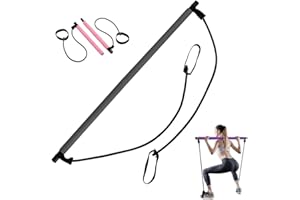 SEIVBLE Pilates Sculpt Bar, Portable Pilates Stick Squat Training Bar Kit with Resistance Bands, Multifunctional Stretched Fusion Pilates Bar for Women Yoga Pull Rod Chest Fitness Workout