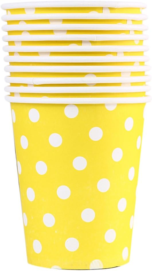 Cdet Yellow Dot Paper Cups DIY Craft Disposable Party Cup Set Hot Drinks Coffee Tea Milk Party Wedding BBQ Drinking Accessories Pack of 10