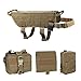 EXCELLENT ELITE SPANKER Tactical Dog Molle Vest Harness Training Dog Vest Handle with 2~3 Detachable Pouches(Brown-L)