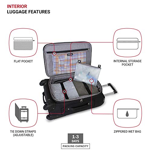 SwissGear Sion Softside Expandable Roller Luggage, Black, CarryOn 21
