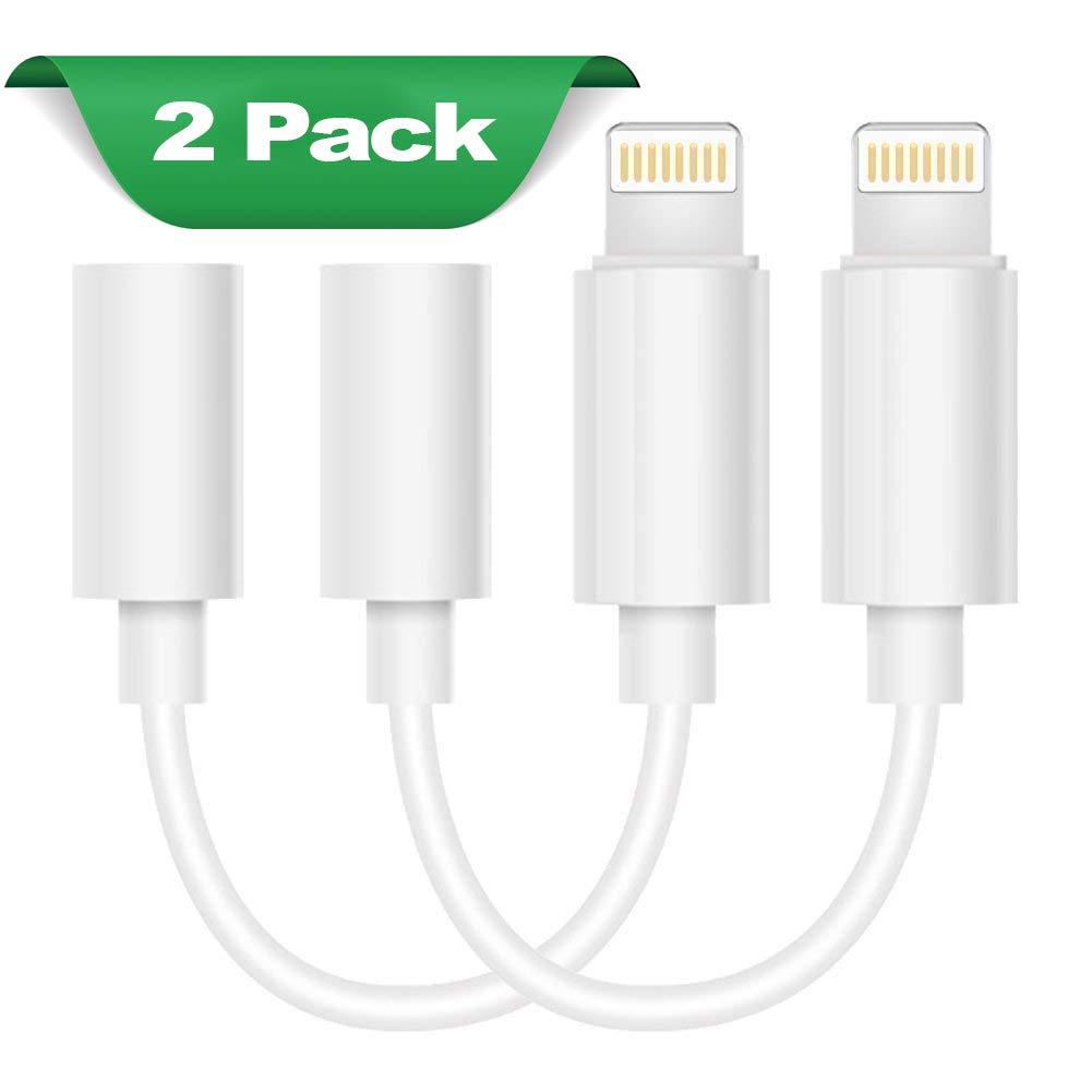 iPhone Headphone Adapter, Compatible with iPhone X/Xs/Xs Max/XR/8/8Plus/7/7Plus Adapter Headphone Jack, to 3.5 mm iPhone Headphone Adapter Jack Compatible with iOS 11/12 (2 Pack) (Not Bluetooth)