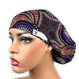 Women's Surgical Scrub Hat Nurse Ponytail Adjustable Euro Bouffant Purple African