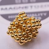 5MM 1/5 Inches Magnetic Balls/Beads Round Magnets by IO-Tech (TM) (Set of 50) Multi-Use Craft & Refrigerator Magnets - Gold Magnets on Fridge - - Office Organization dry Erase Magnets