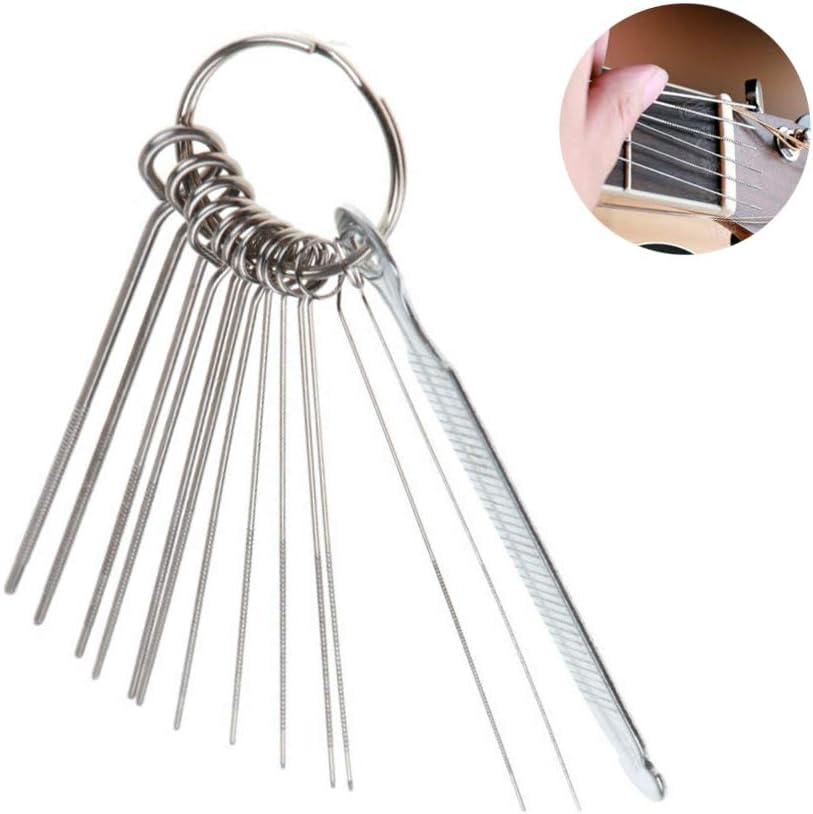 Guitar File Set Bridge Saddle Nut Files 13 Neddles Set Tool Kit Guitar Nut Repair Tools Slotting File Saw Rods Slot Filing Set Luthier Replacement Accessory For Instrument String Balight