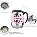 FREEHAWK® Hot Sale Novelty Automatic Electric Stirring Coffee Mug Double Layer Stainless Steel Self Stirring Auto Coffee Mugs Self Mixing Cup for Morning, Office, Travelling in Pink (450ml/15.2oz)