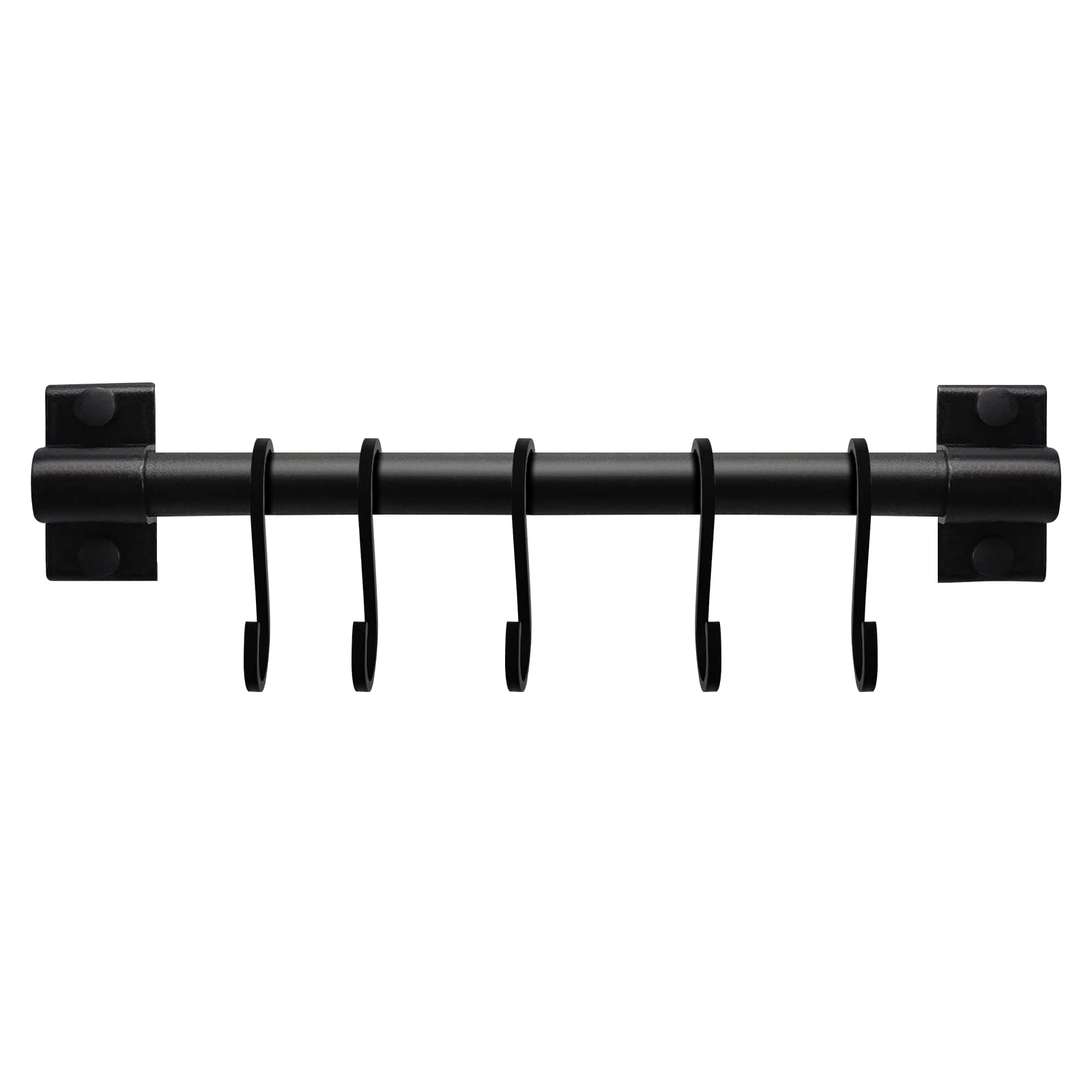 FuninCrea Kitchen Rail Pan Hanger, 30cm Aluminum Kitchen Utensil Rail with 5 Movable Hooks, Wall Mounted Utensil Rack Organizer Multipurpose Hanging Rod for Spoon, Fork, Towel, Gloves