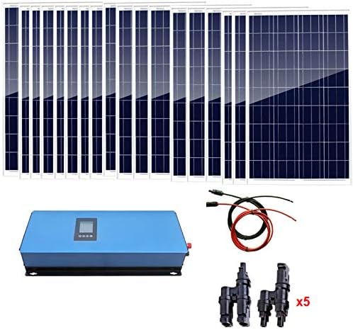AUECOOR1800W Home Grid Tie Solar Kit 18pcs 100W Polycrystalline Solar Panel & 2000W Power Inverter Charging AC 230V