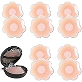 UUYYEO 8 Pairs Silicone Nipple Covers Pasties Invisible Bra Breast Covers Reusable Adhesive Nipple Stickers Chest Covers with Travel Case Petal