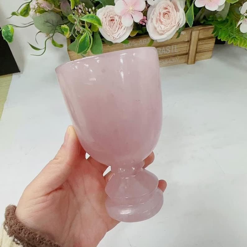 Mixed Media - WOWVITY Rose Quartz Goblet, Rose Quartz Wine Glass, Rose Quartz Chalice, Pink Crystal Goblet Pottery, Wicca Ritual Altar Tool, Christmas Drinking Cup Mom, Witch Party Favor, Wedding Guest Gift (1pc)