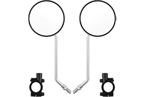 JULAI Bike Handlebar Rearview Mirror, Universal Adjustable Rotatable Clear Mirror for Mountain Road Bike Bicycle ebike Motorcycle Scooter Right Left Available with Bolt 10mm (2 Pcs)