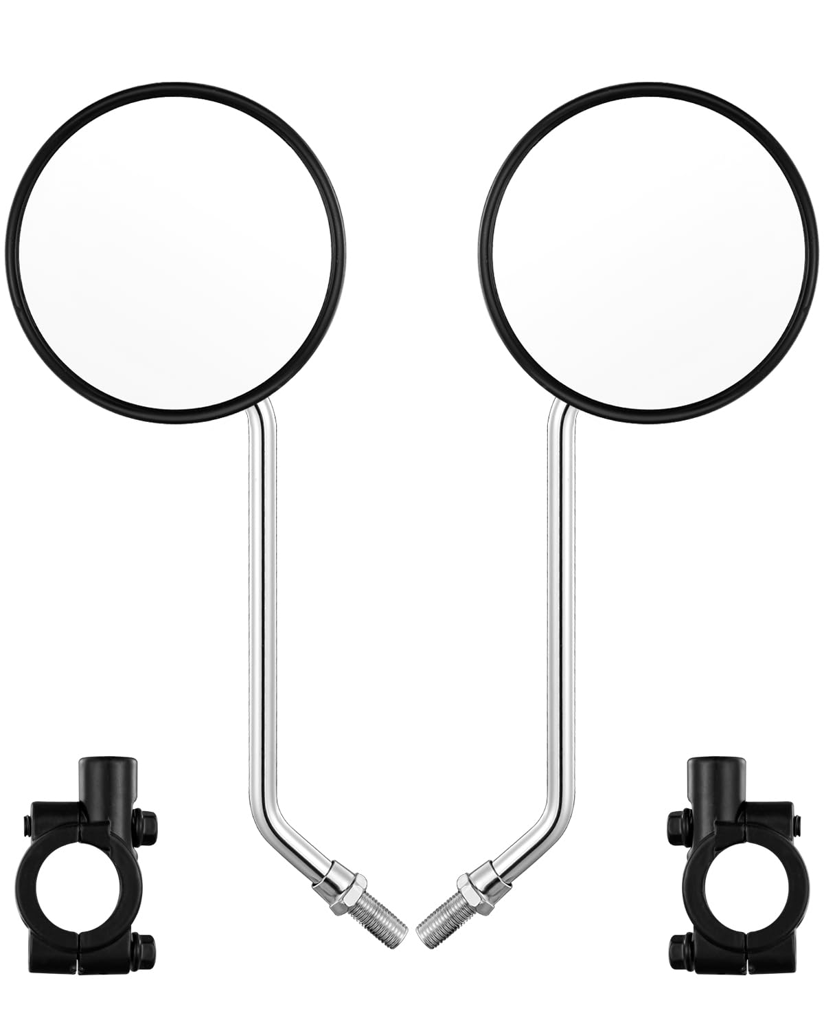 Bike Handlebar Rearview Mirror, Universal Adjustable Rotatable Clear Mirror for Mountain Road Bike Bicycle ebike Motorcycle Scooter Right Left Available with Bolt 10mm (2 Pcs)