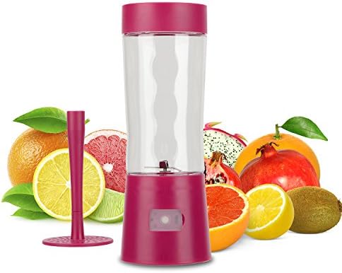 RUNNEPT Rechargeable Mini Portable Juicer Cup/Blender 500ml with Multiple Function of Juicer, Grinder and Mixer, BPA Free, Pink