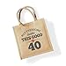 40th Birthday Keepsake Gift Vintage Jute Bag for Women 40 Novelty Shopping Tote