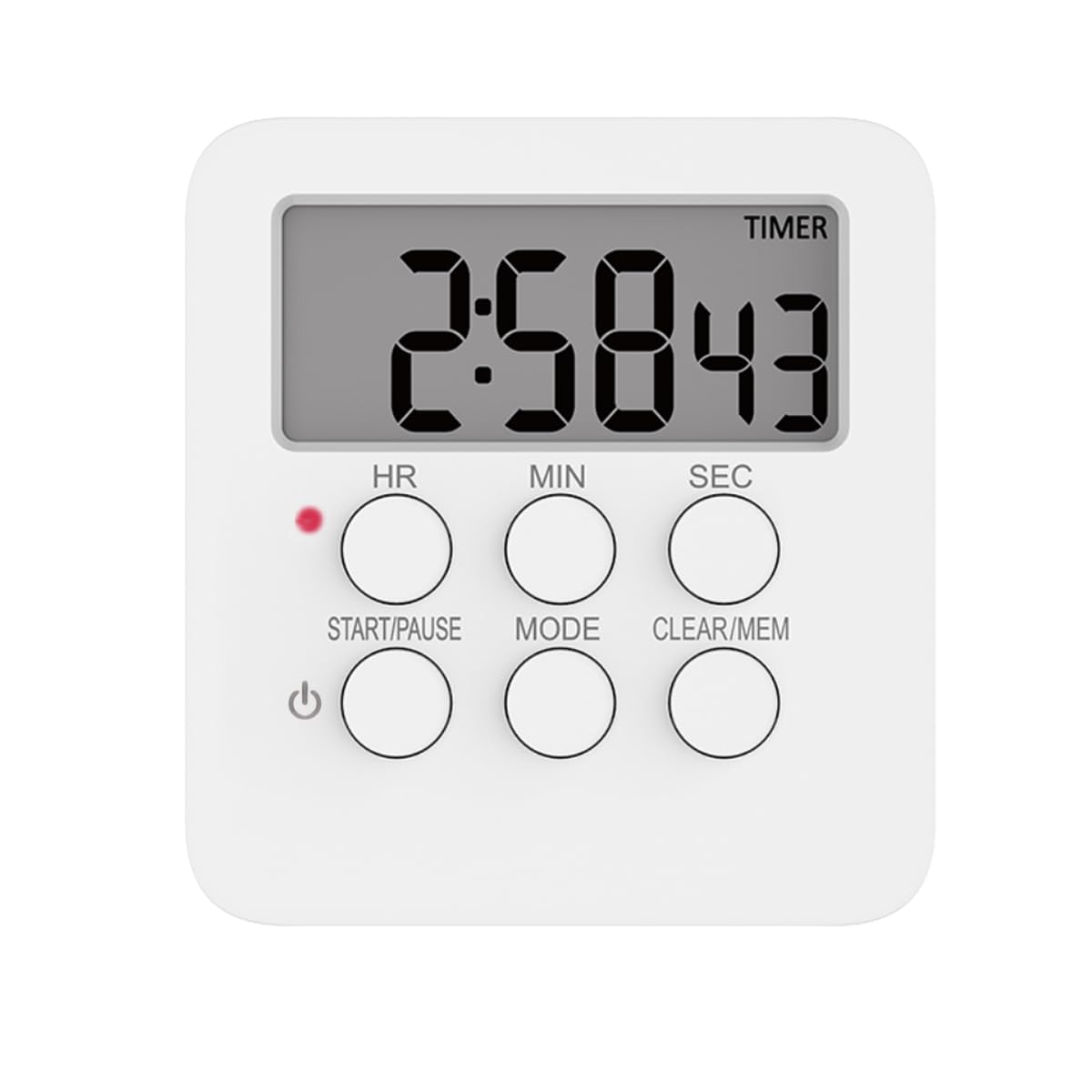 Magnetic Kitchen Digital Timer Clock Alarm with Mute/Loud Alarm Switch,3 in 1 Multifunctional 24H Count UP/Down Timer,LCD Display Memory Function White