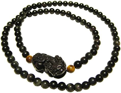 Obsidian Bangle Round Loose Beads Rainbow Eyes Pi Xiu Feng Shui Stretch Bracelet For Women 6mm 3 Wraps