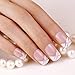 ArtPlus Preglued 24pcs Symmetrical Crossing White French Manicure with Silver Line Elegant 58041 False Nails Medium with Adhesive Press on Fake Nails