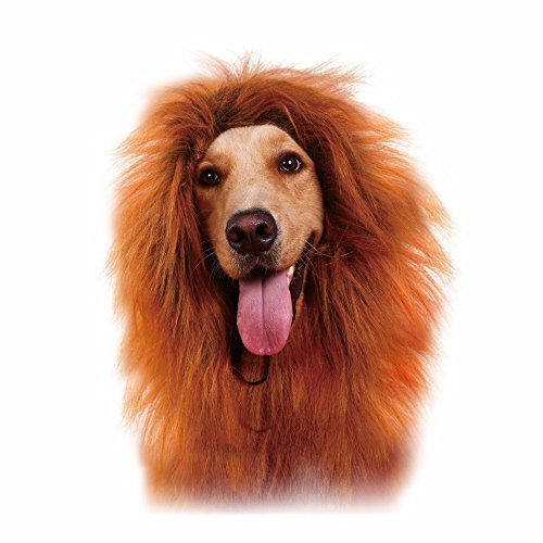 GABOSS Lion Mane Costume for Dog, Dog Lion Wig for Dog Large Pet Festival Party Fancy Hair Dog Clothes