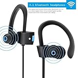 Bluetooth Headphones Wireless Earphones In Ear Sports Earbuds with Built in Mic Stereo Sweatproof Noise Cancelling Headsets for Gym ( 8 Hours Play Time Sweatproof with IPX5 CVC 6.0 Max Compatibility)