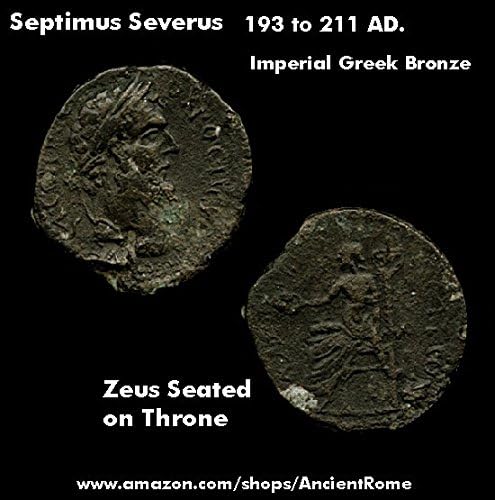 Septimus Severus 211 AD. Zeus Seated. Rare Ancient Coin. Argos. Unique Gift. - Novelty