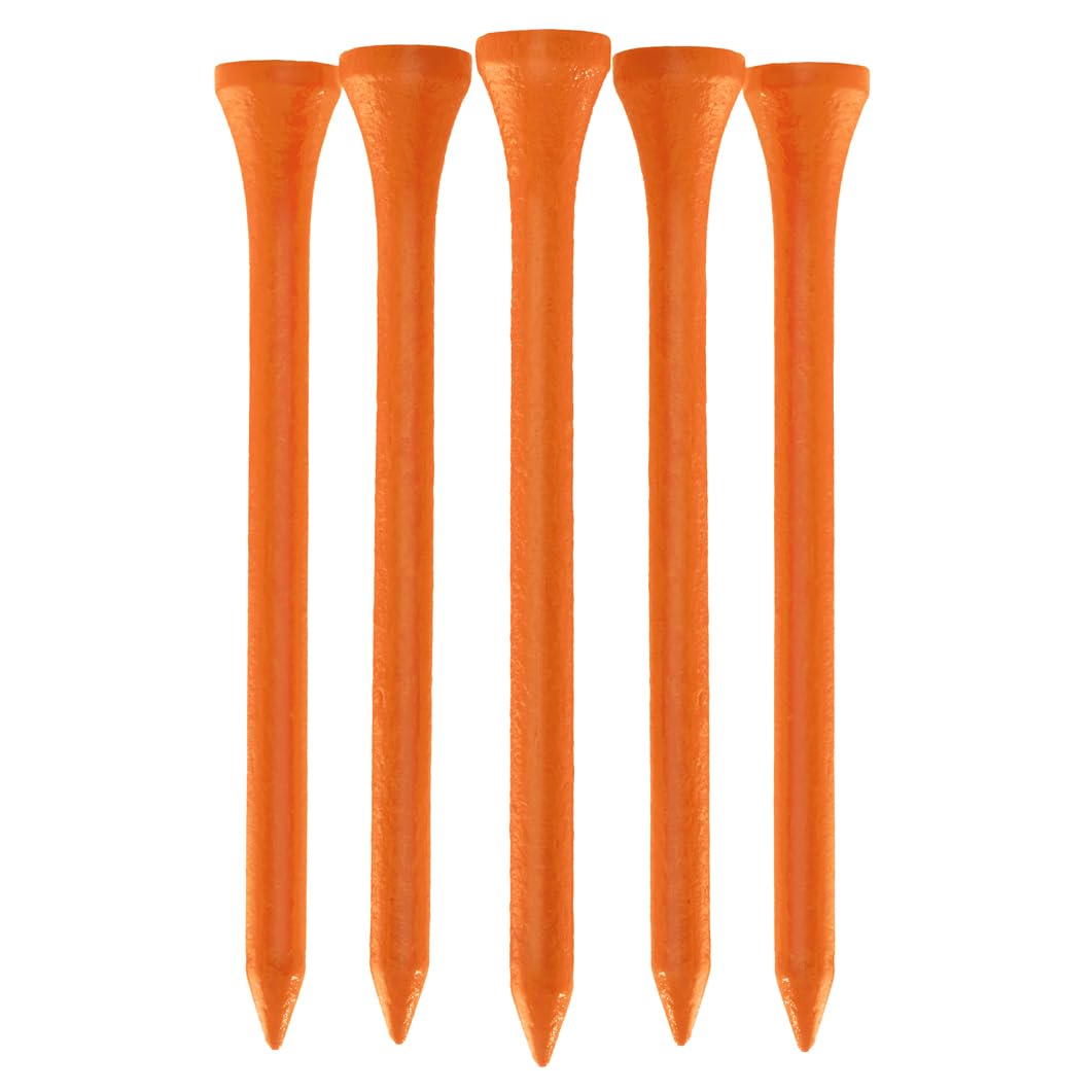 100 PCS Bamboo Golf Tees | Multiple Colours & Sizes | Eco Friendly & Sustainable Bamboo Golf Tees (83mm Neon Orange) — image 1