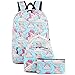 BLUBOON School Backpack Set Teen Girls Bookbags 15 inches Laptop Backpack Kids Lunch Tote Bag Clutch Purse (Sky Blue)