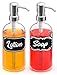 Homey Cluster - 16 Ounce - Glass - 2 Pack - Liquid Soap Dispenser with Stainless Steel Pump, Dish Soap Dispenser, Hand Soap Dispenser, Lotion Dispenser - Set of 2, Clear
