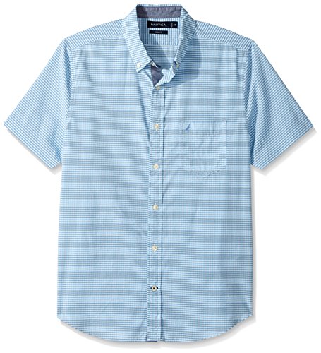 Nautica Men's Short Sleeve Slim Fit Plaid Button Down Shirt