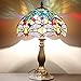 WERFACTORY Tiffany Lamp Sea Blue Yellow Stained Glass Dragonfly Style Table Lamp Nautical Reading Desk Bedside Light 12X12X18 Inches Decor Bedroom Living Room Home Office S128 Series