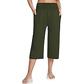 UEU Women's Capri Pants Summer Loose Yoga Pants Comfy Workout Cropprd Pants with Pockets